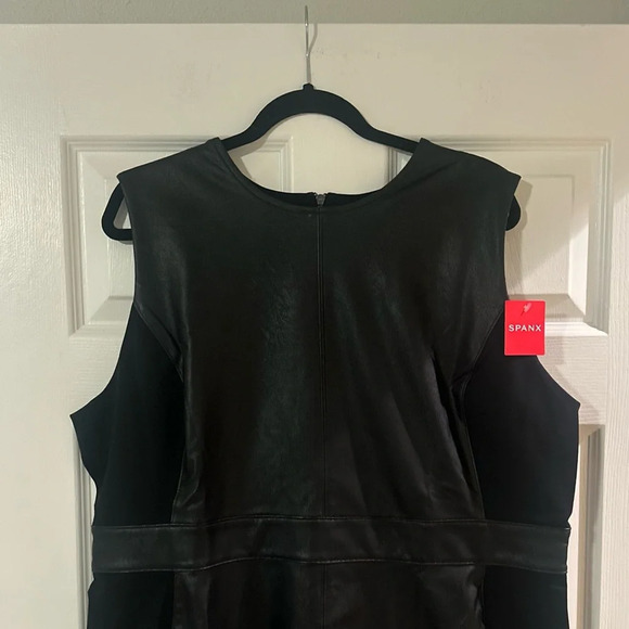 Plus Size SPANX Leather Like Combo Sheath Stretch Bodycon Dress NWT. Size 2X.‎ - Picture 3 of 6
